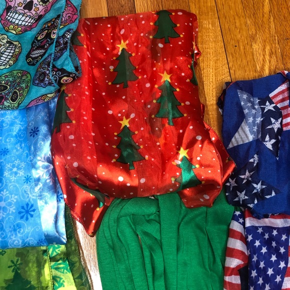 Lot of 12Holiday Scarves Halloween July Christmas - Picture 6 of 16